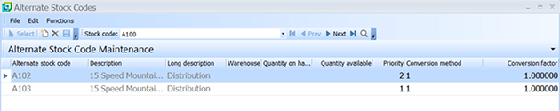 alternate stock code maintenance