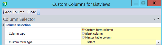 Custom Columns Window